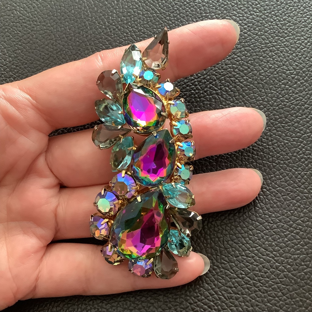 Vintage Juliana D E Watermelon Rhinestone Brooch 225$